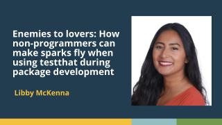 How non-programmers can make sparks fly when using testthat during package development (L. McKenna)